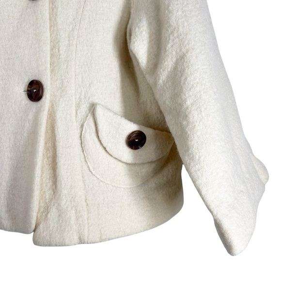 VINTAGE AVALIN Women’s XS Ivory Boiled Wool Double Breasted Crop Jacket - Picture 4 of 8